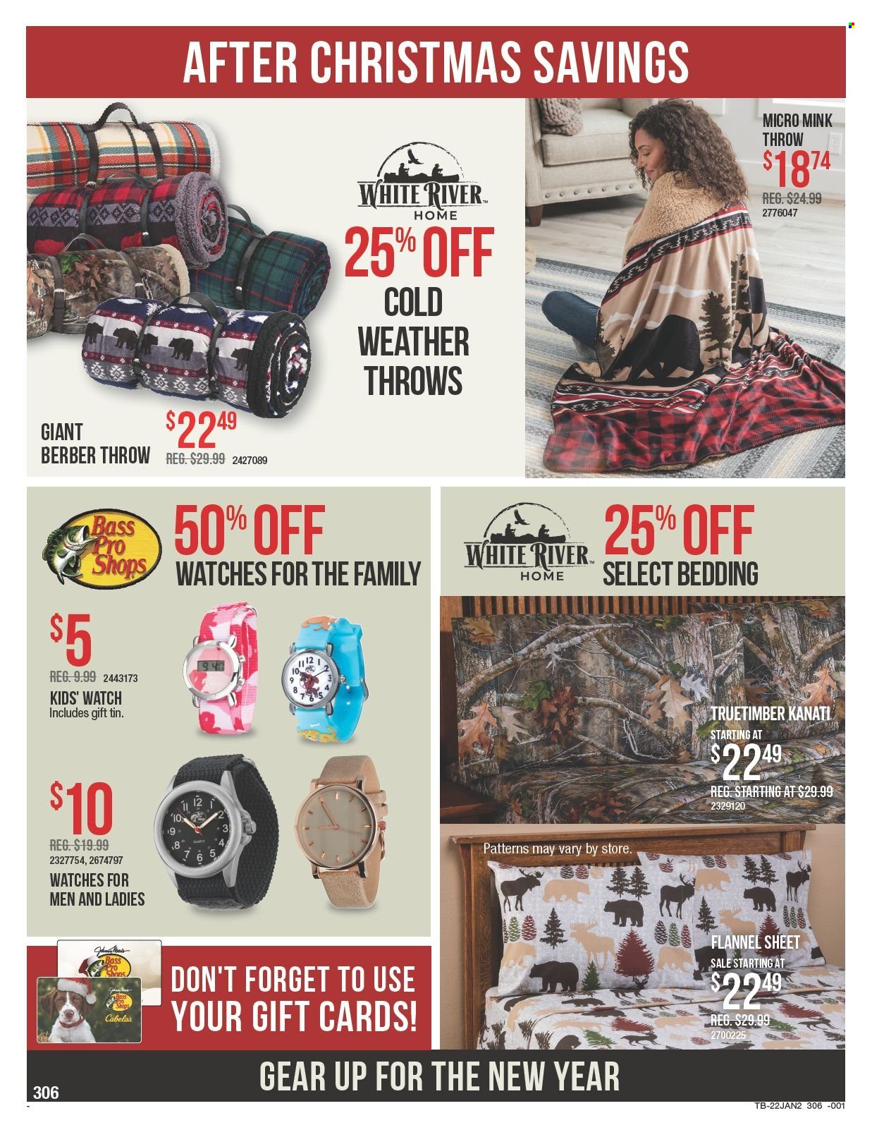thumbnail - Cabela's Flyer - 01/06/2022 - 01/19/2022 - Sales products - bedding, watch, Bass Pro. Page 6.