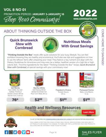 Commissary Flyer - 01/03/2022 - 01/16/2022.
