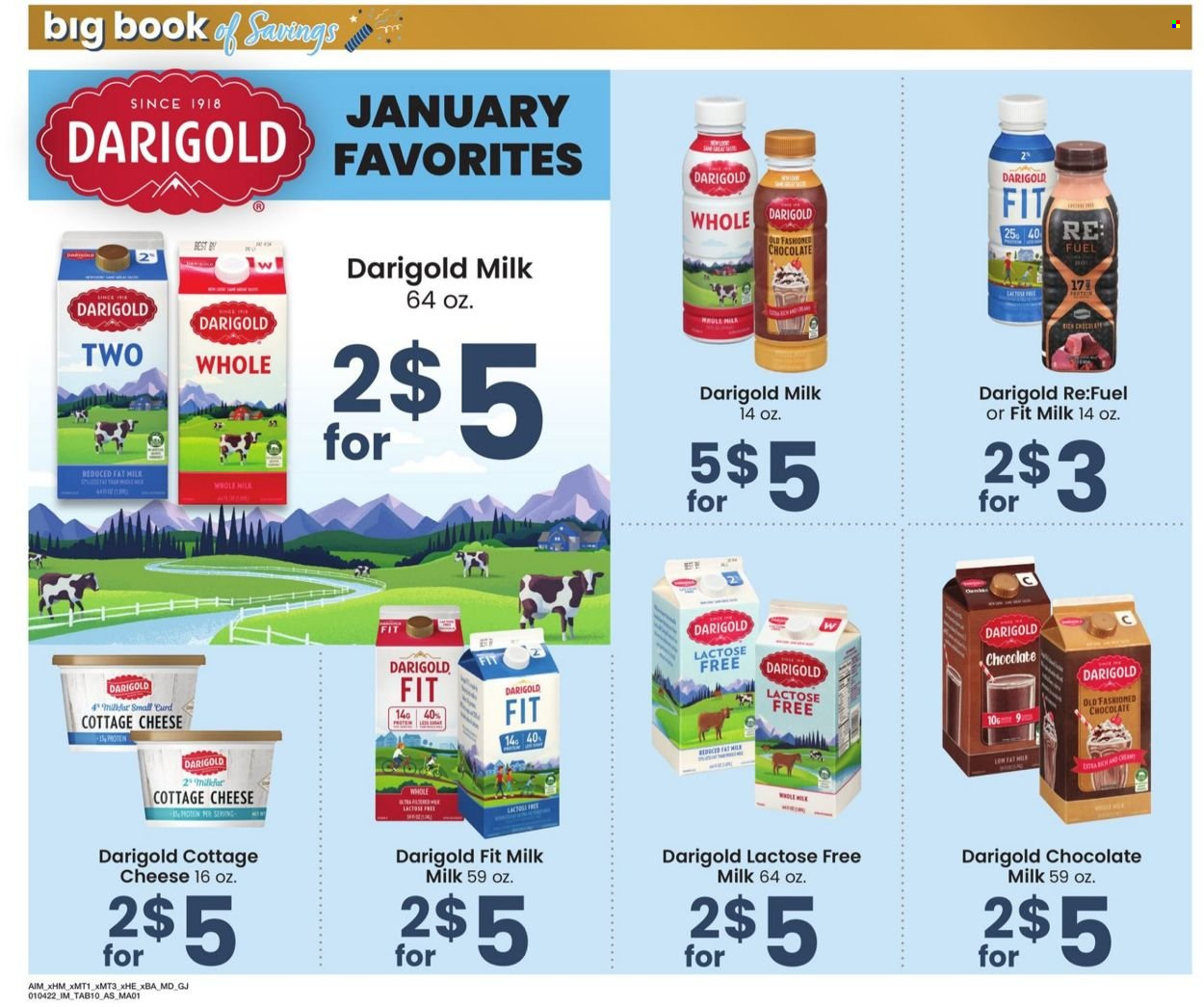 thumbnail - Albertsons Flyer - 01/04/2022 - 01/31/2022 - Sales products - cottage cheese, cheese, milk, lactose free milk, milk chocolate, chocolate. Page 10.