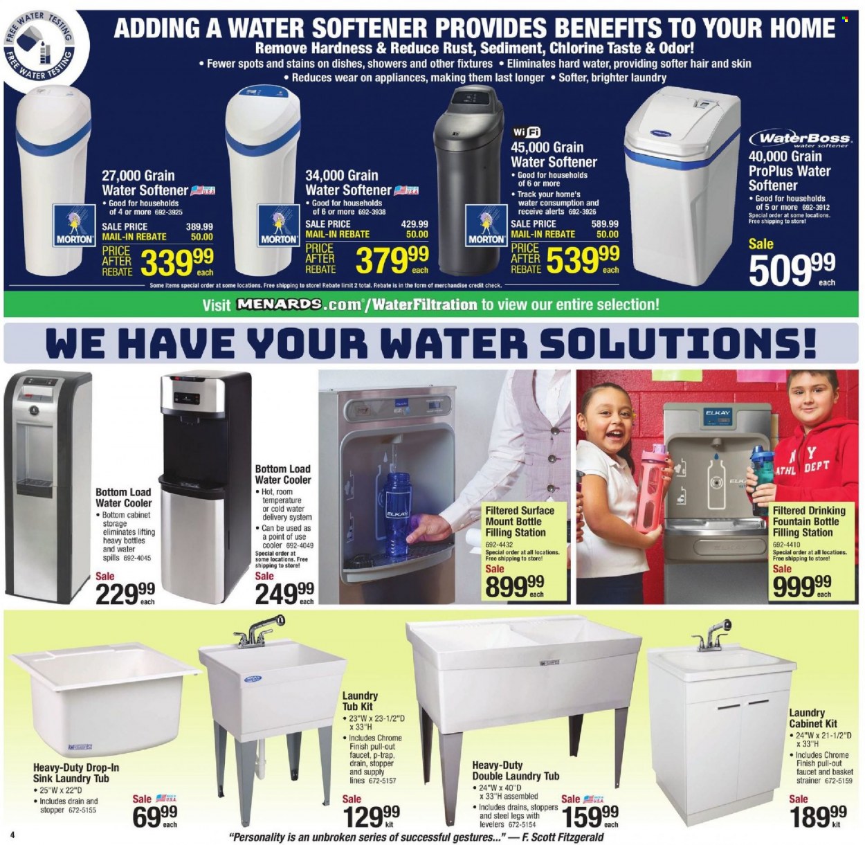 thumbnail - Menards Flyer - 01/06/2022 - 01/15/2022 - Sales products - faucet, sink, fabric softener, water softener. Page 4.