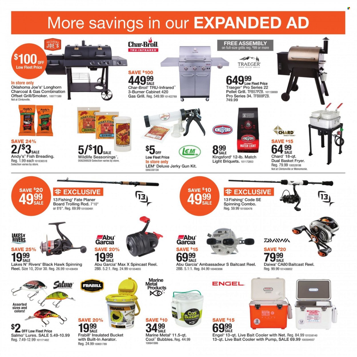 thumbnail - Fleet Farm Flyer - 01/07/2022 - 01/15/2022 - Sales products - spice, basket, baitcast reel, reel, spinning reel, fishing rod, DAIWA, cabinet, gas grill, grill, pellet grill, briquettes, Kingsford, pump, chard, smoker. Page 3.