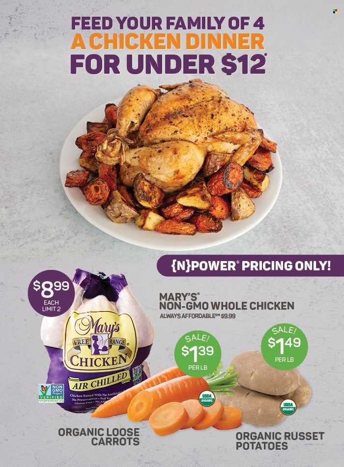 thumbnail - Natural Grocers Flyer - Sales products - carrots, russet potatoes, potatoes, whole chicken. Page 1.