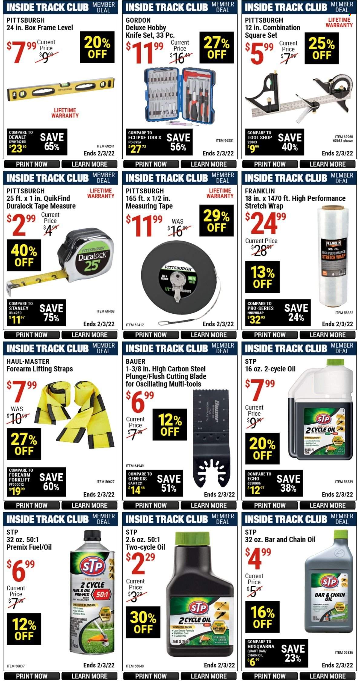 thumbnail - Harbor Freight Flyer - 01/10/2022 - 02/03/2022 - Sales products - knife, measuring tape, Eclipse, STP. Page 10.