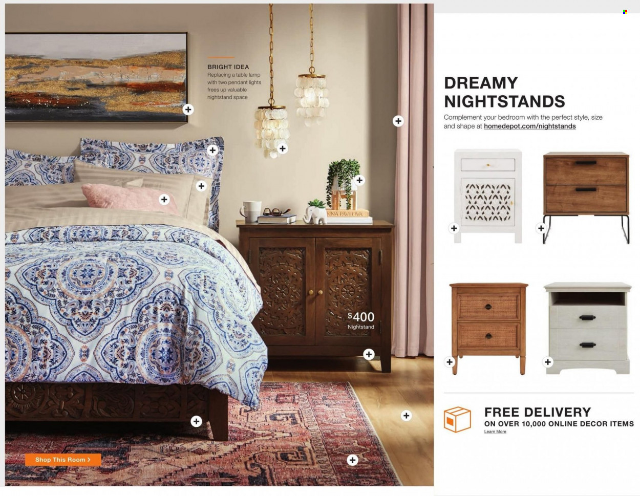 thumbnail - The Home Depot Flyer - 01/10/2022 - 02/07/2022 - Sales products - nightstand, lamp, table lamp. Page 18.