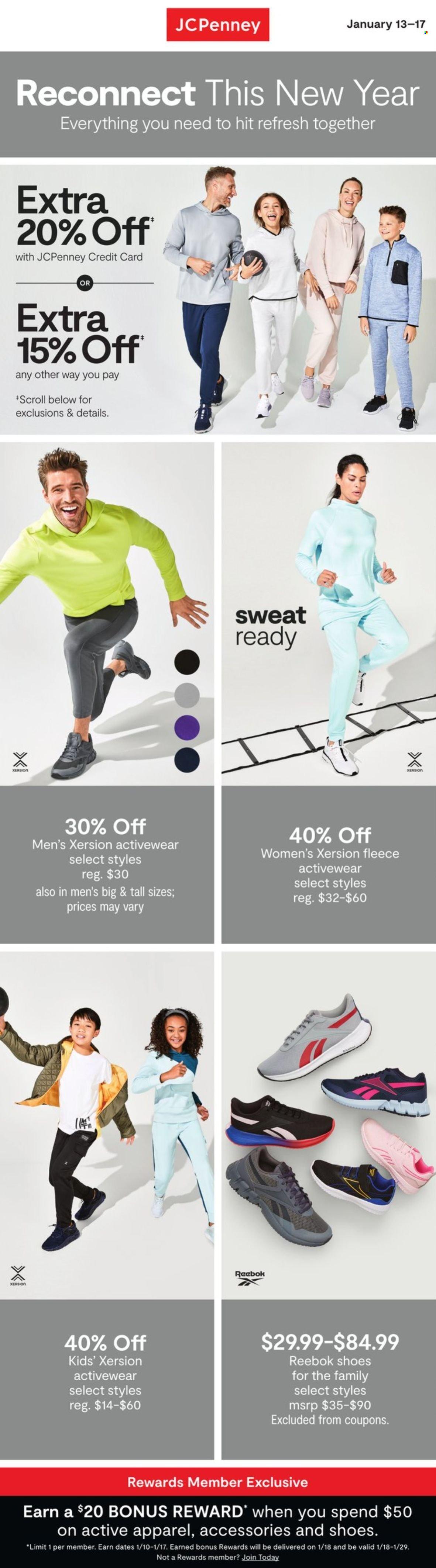 thumbnail - JCPenney Flyer - 01/13/2022 - 01/17/2022 - Sales products - Reebok, shoes. Page 1.