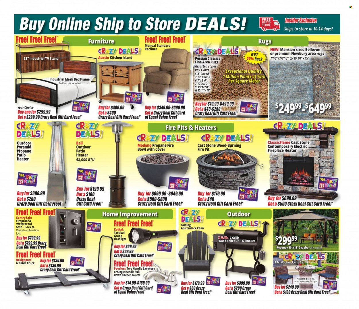 thumbnail - Ocean State Job Lot Flyer - 01/13/2022 - 01/19/2022 - Sales products - knitting wool, bedding, TV stand, flashlight, chair, faucet, fireplace, electric fireplace, rug, area rug, table, gazebo, grill, pellet grill, fire bowl, smoker. Page 8.