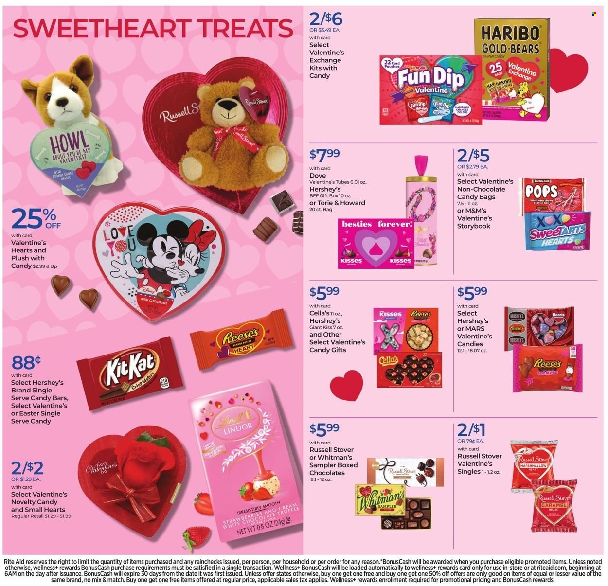 thumbnail - RITE AID Flyer - 01/16/2022 - 01/22/2022 - Sales products - milk, Reese's, Hershey's, marshmallows, wafers, chocolate, Haribo, Lindor, Mars, M&M's, caramel, Dove. Page 14.