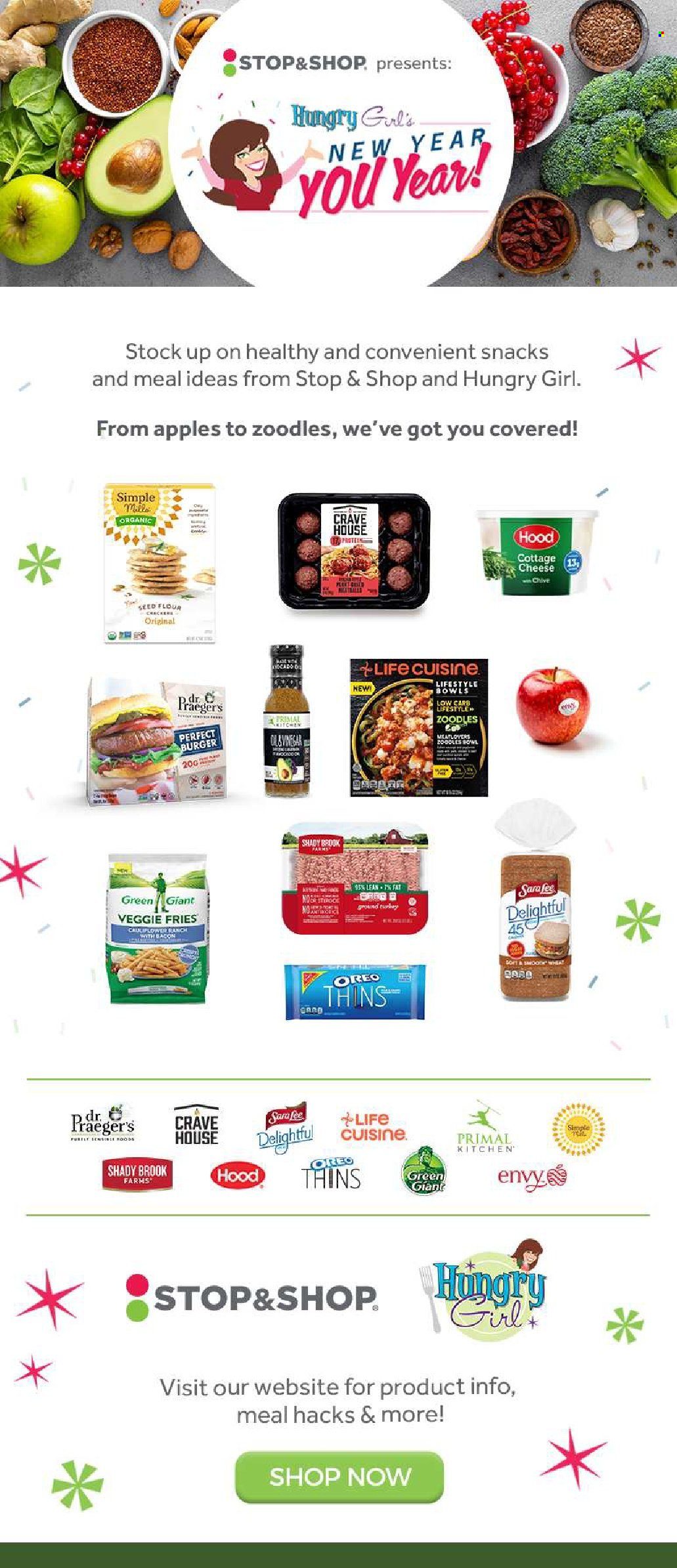 thumbnail - Stop & Shop Flyer - 01/14/2022 - 01/20/2022 - Sales products - apples, cottage cheese, cheese, Oreo, veggie fries, snack, Thins, plant seeds, Primal. Page 11.