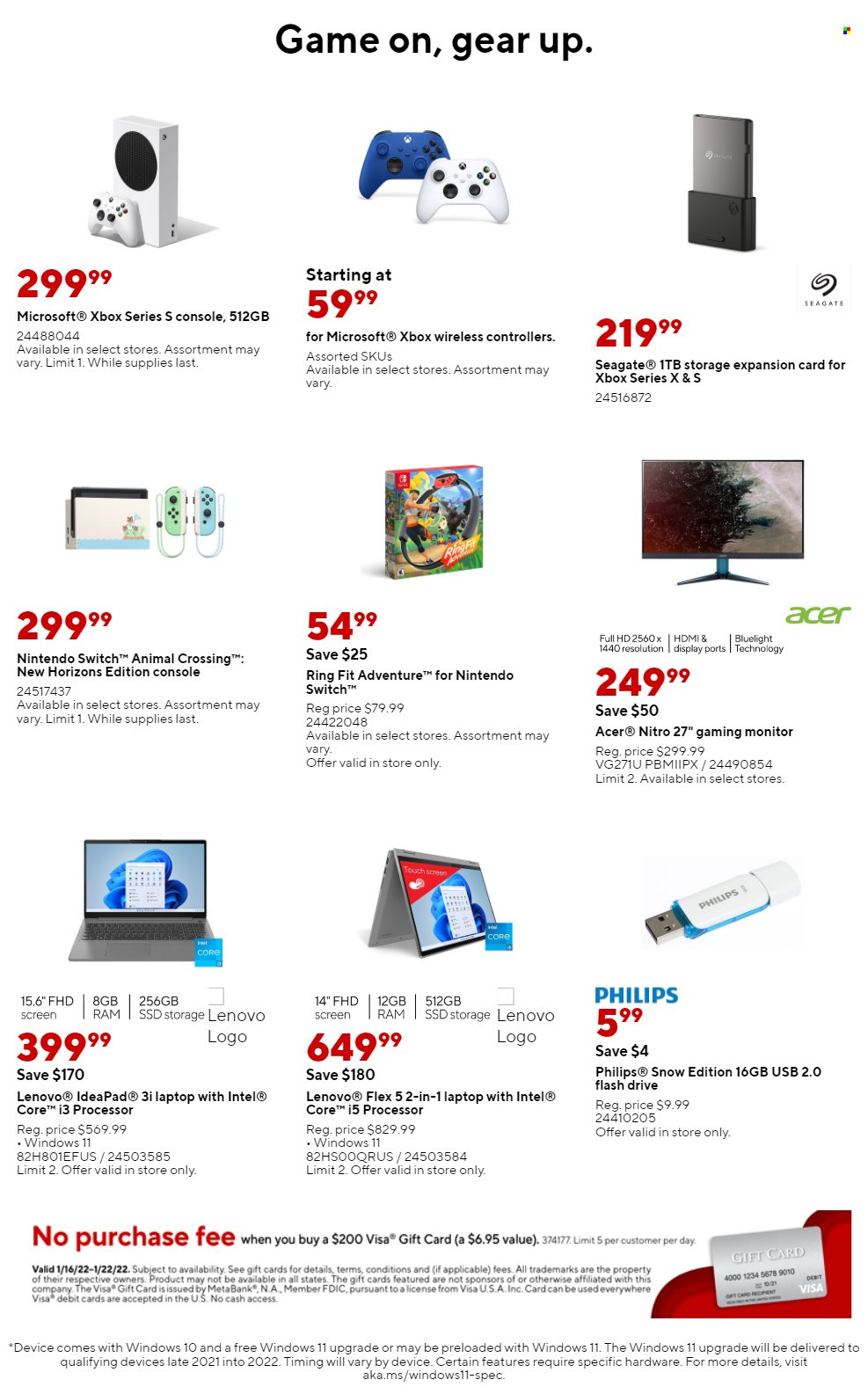thumbnail - Staples Flyer - 01/16/2022 - 01/22/2022 - Sales products - Intel, Acer, Lenovo, Philips, laptop, Seagate, flash drive, monitor. Page 8.