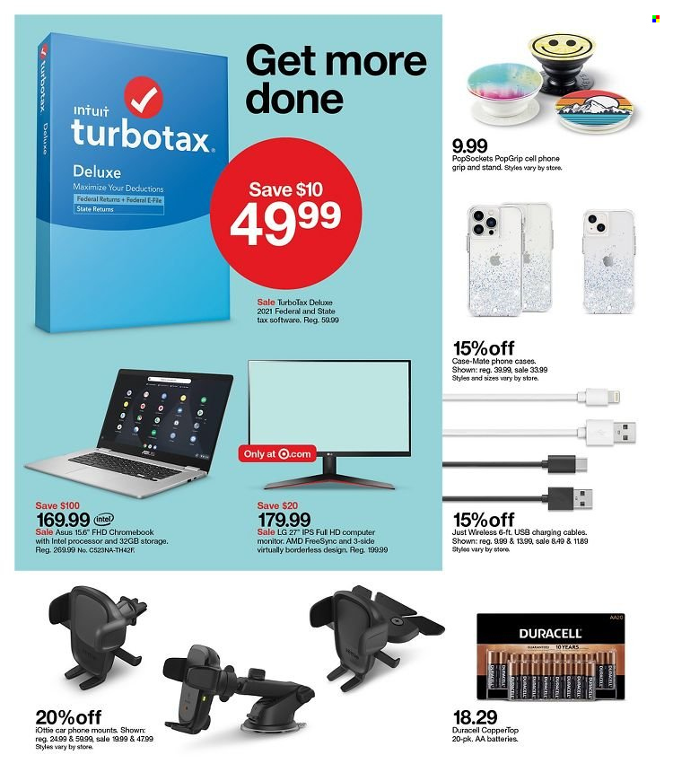 thumbnail - Target Flyer - 01/16/2022 - 01/22/2022 - Sales products - LG, Intel, Asus, Duracell, aa batteries, phone, cell phone, mobile phone holder, chromebook, computer, monitor. Page 18.