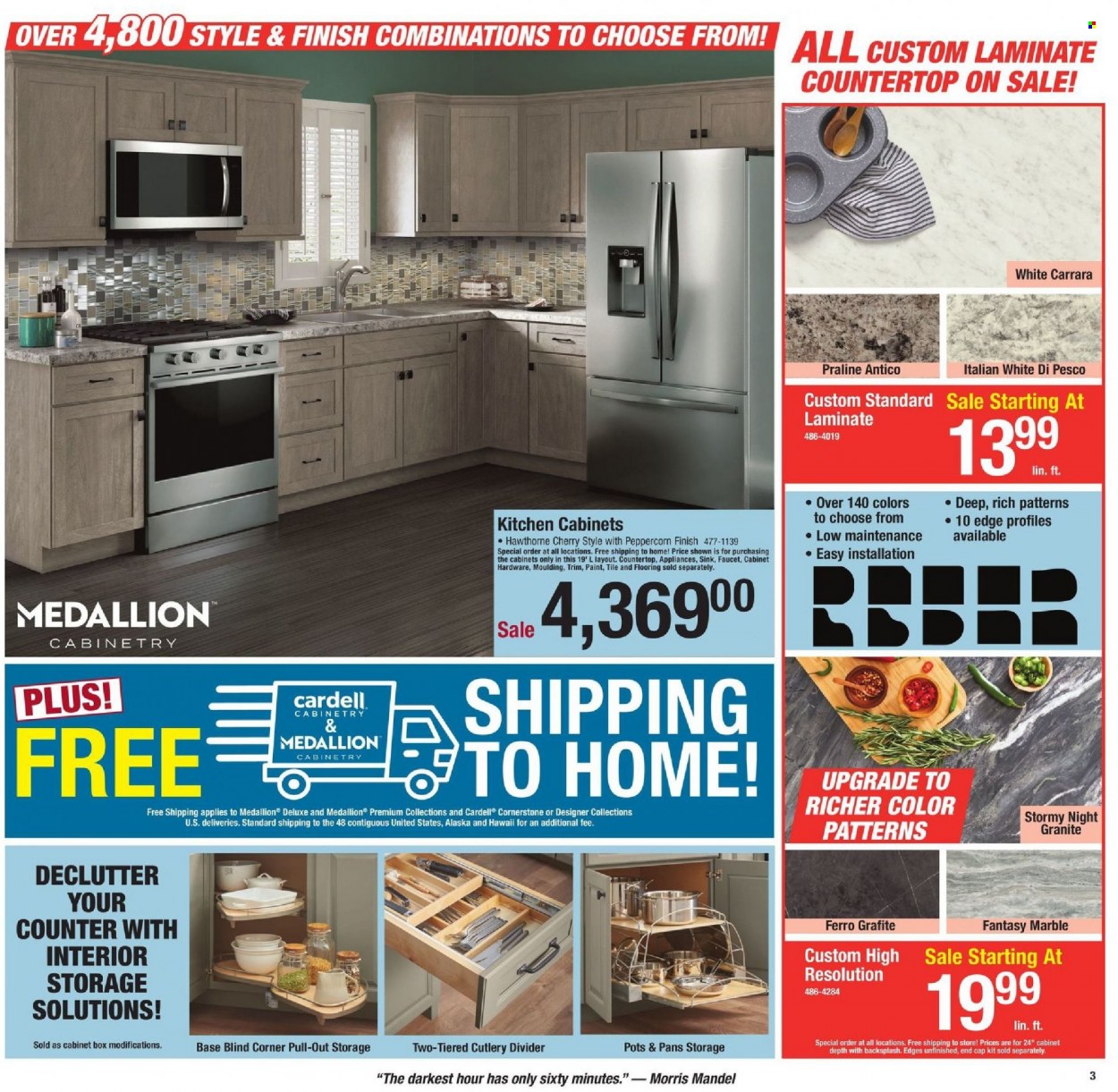 thumbnail - Menards Flyer - 01/16/2022 - 01/23/2022 - Sales products - faucet, pot, kitchen cabinet, cabinet, flooring, moulding. Page 3.