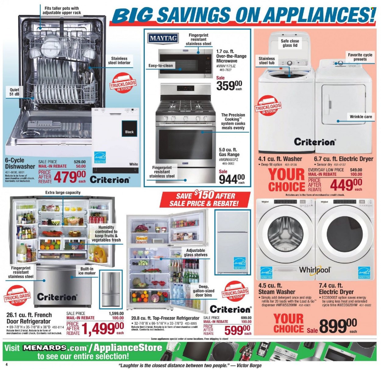 thumbnail - Menards Flyer - 01/16/2022 - 01/23/2022 - Sales products - detergent, gallon, dispenser, lid, pot, Victor. Page 4.