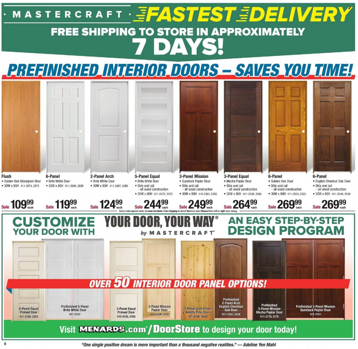 thumbnail - Menards Flyer - 01/16/2022 - 01/23/2022 - Sales products - door. Page 7.