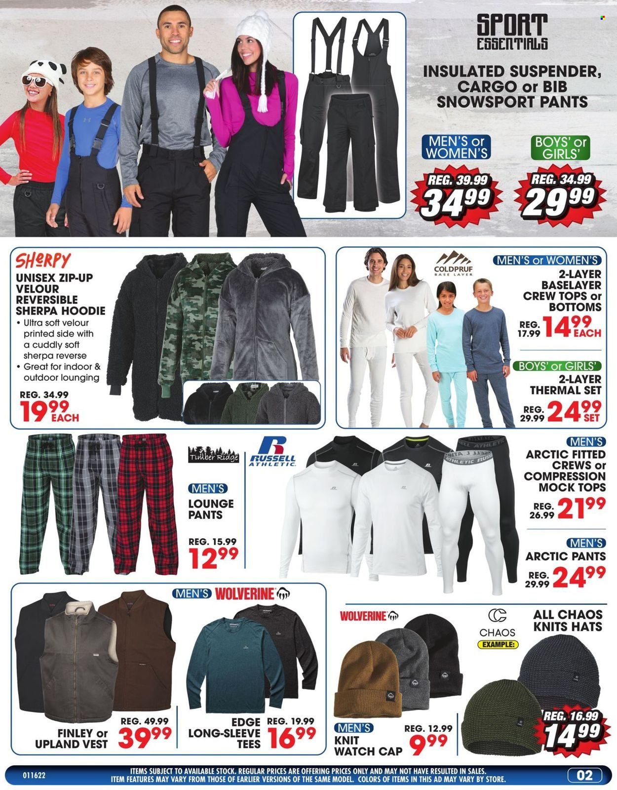 thumbnail - Big 5 Flyer - 01/16/2022 - 01/22/2022 - Sales products - Russell Athletic, pants, t-shirt, vest, sherpa, hoodie, cap, hat, watch. Page 3.