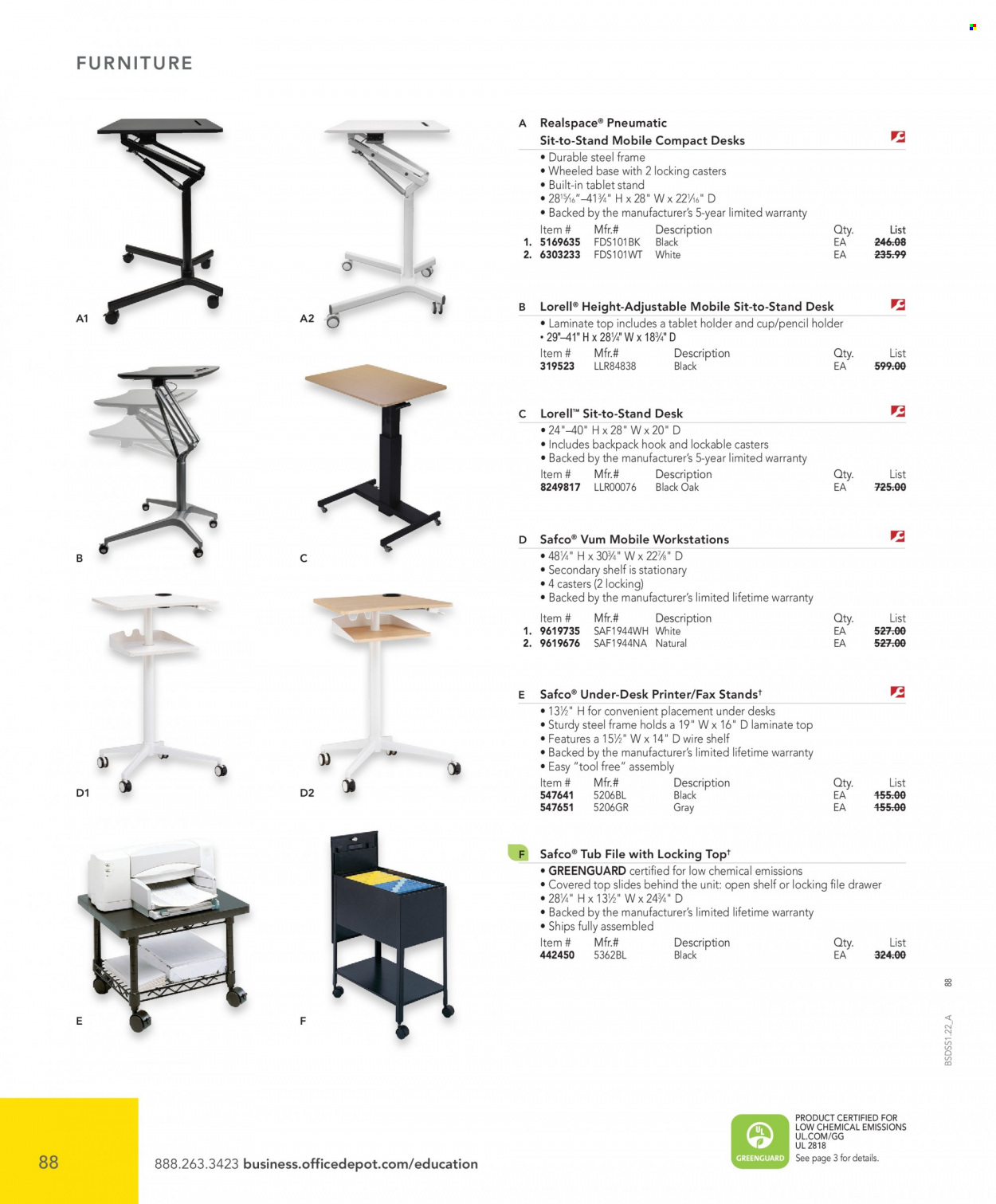 thumbnail - Office DEPOT Flyer - Sales products - tablet, holder, pencil, tablet stand, printer, desk. Page 88.