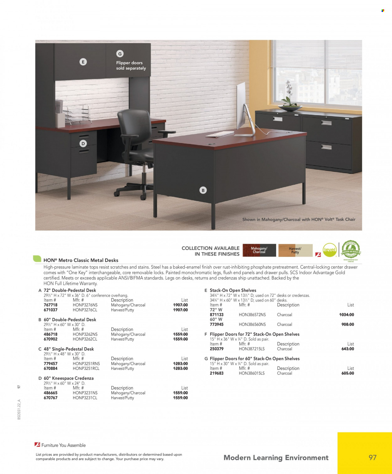 thumbnail - Office DEPOT Flyer - Sales products - desk, task chair, chair. Page 97.