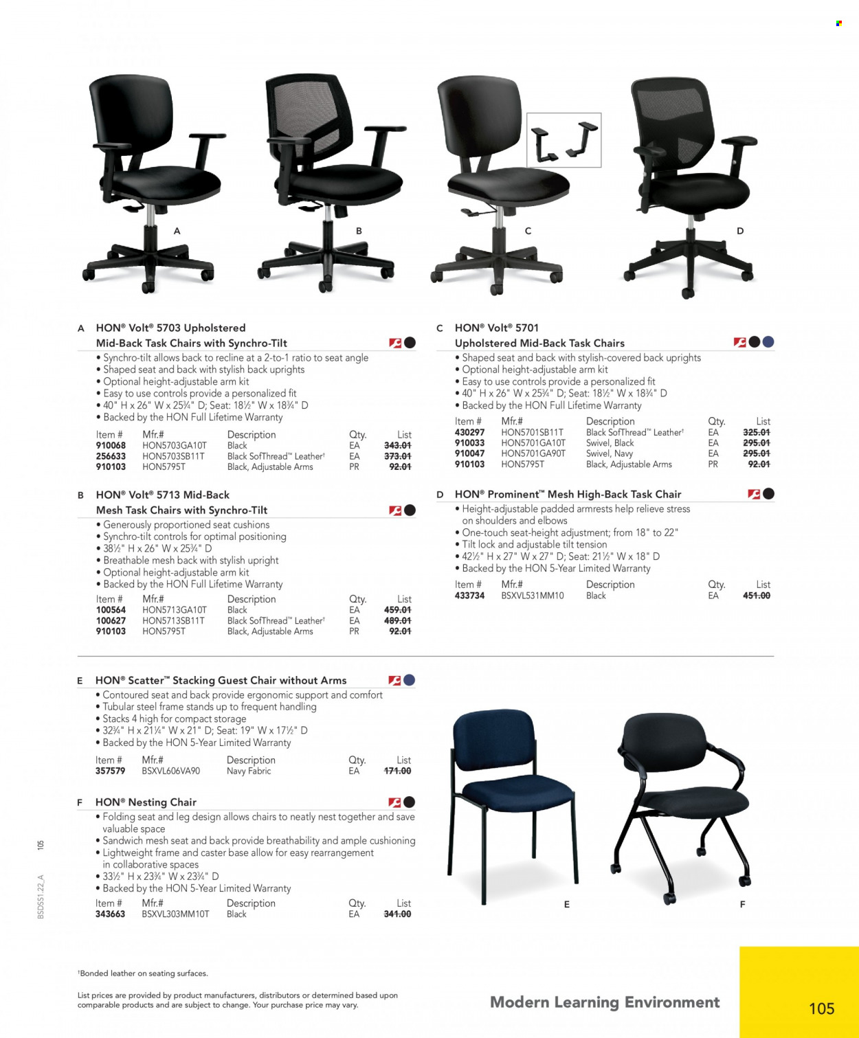 thumbnail - Office DEPOT Flyer - Sales products - task chair, chair. Page 105.
