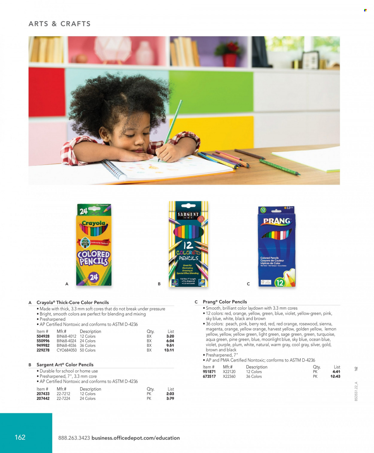 thumbnail - Office DEPOT Flyer - Sales products - crayons, pencil. Page 162.