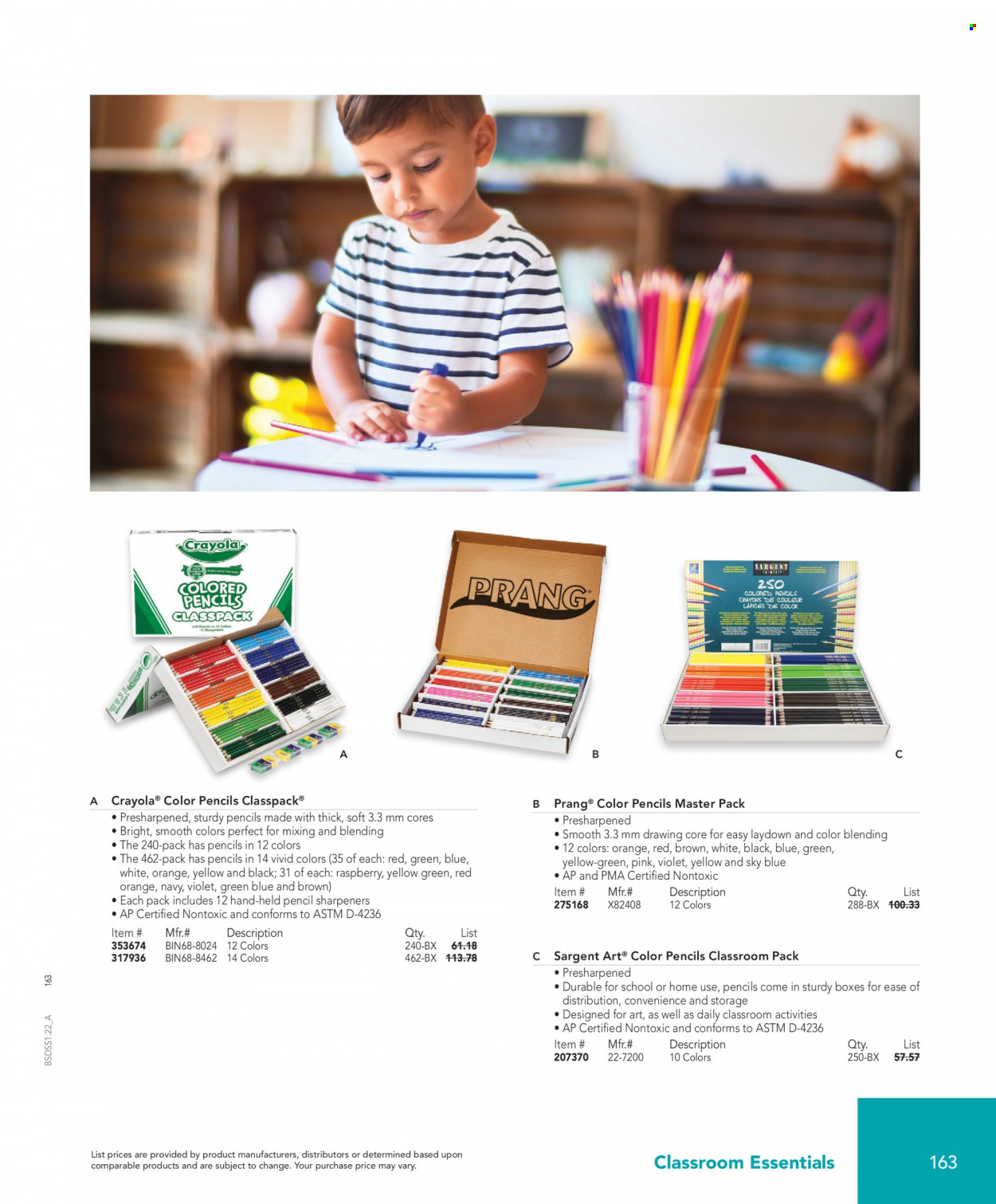 thumbnail - Office DEPOT Flyer - Sales products - crayons, pencil. Page 163.