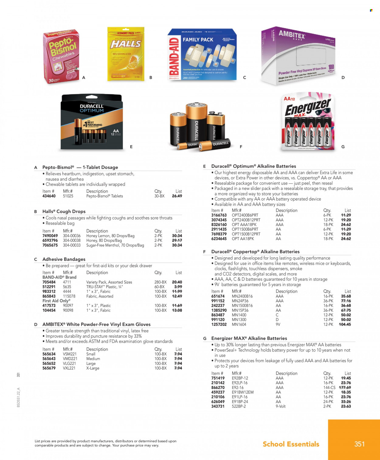 thumbnail - Office DEPOT Flyer - Sales products - tablet, bag, Duracell, Energizer, alkaline batteries, mouse, desk. Page 351.