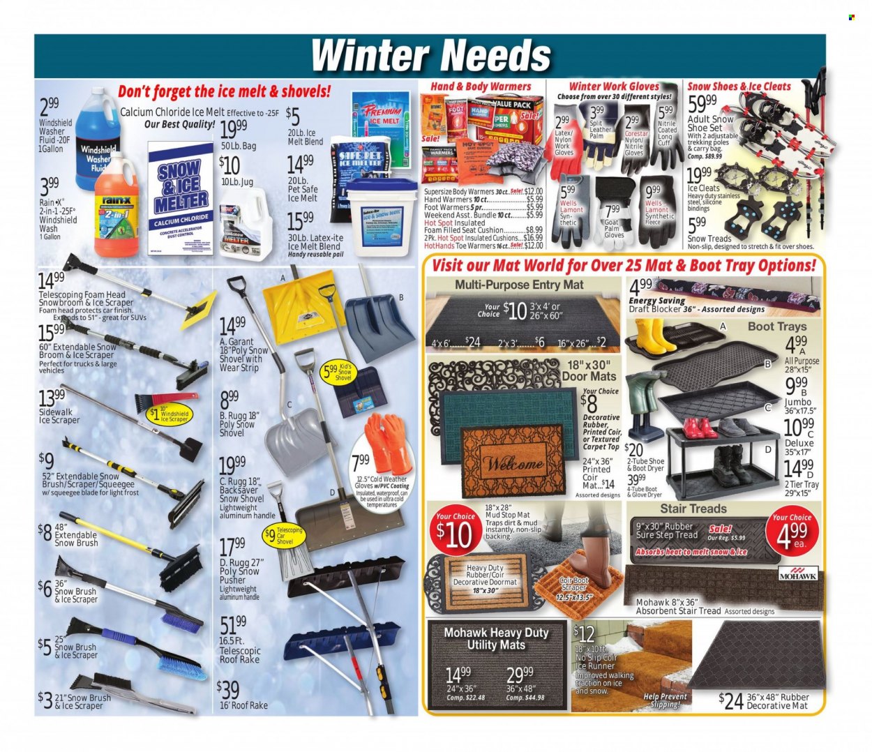 thumbnail - Ocean State Job Lot Flyer - 01/20/2022 - 01/26/2022 - Sales products - shoes, cleats, gallon, brush, gloves, broom, eraser, cushion, door mat, shovel, snow shovel, work gloves, ice melter, washer fluid. Page 4.