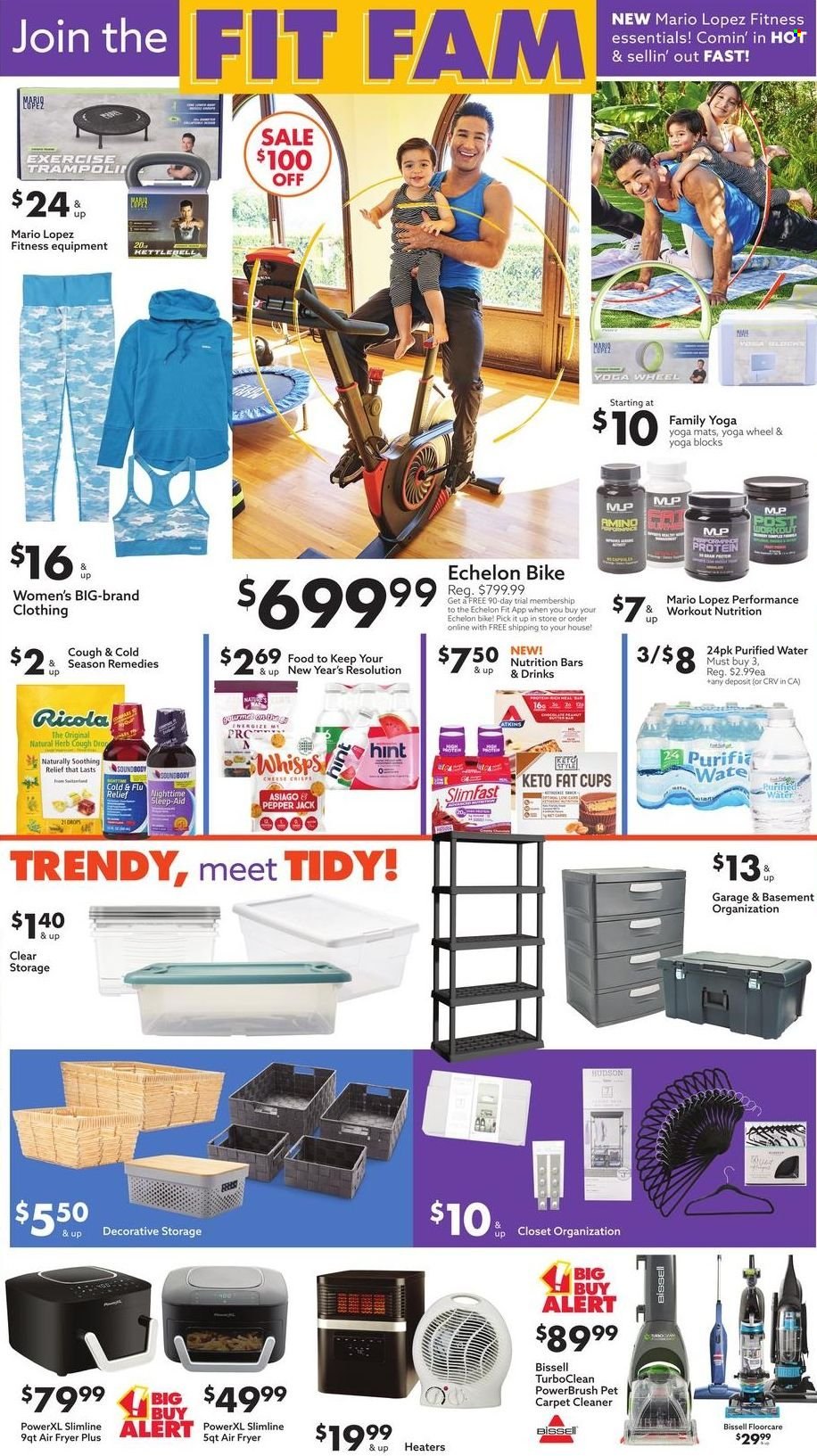 thumbnail - Big Lots Flyer - 01/23/2022 - 01/29/2022 - Sales products - closet system, Slimfast, ricola, nutrition bar, herbs, purified water, cleaner, cup, air fryer. Page 2.
