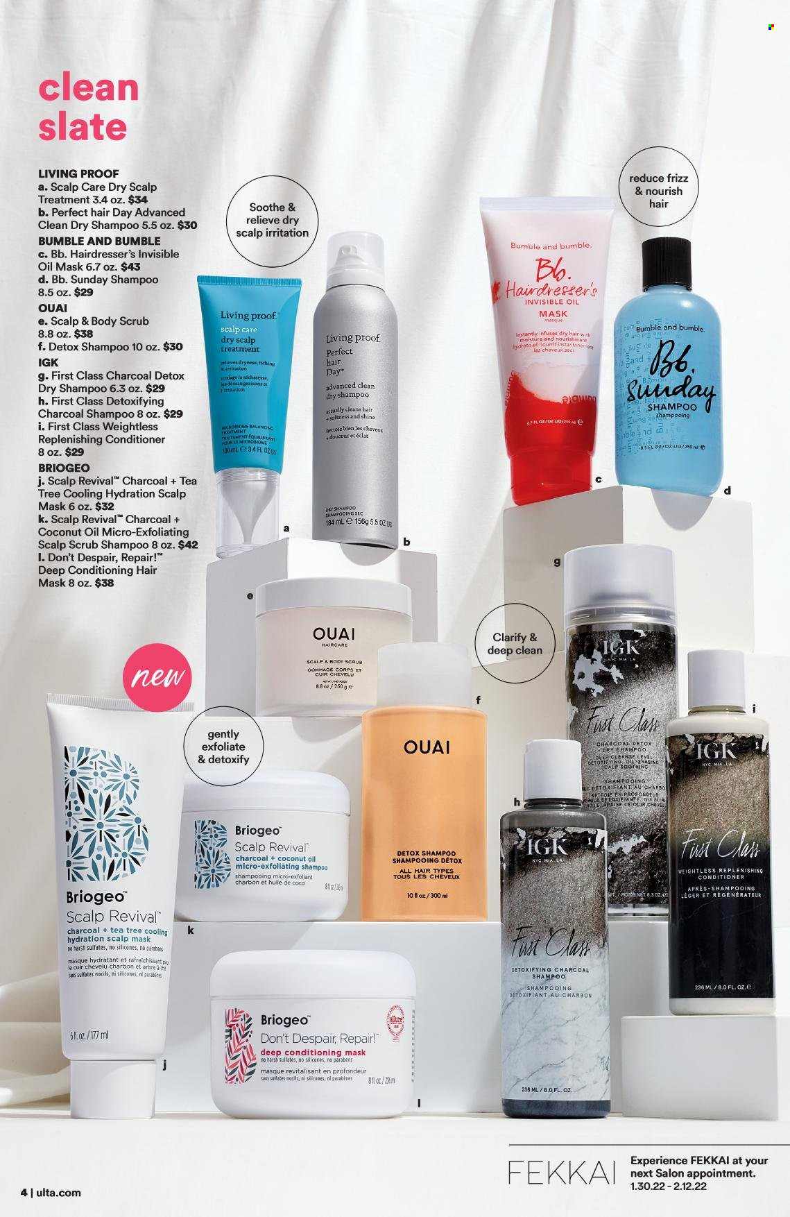 thumbnail - Ulta Beauty Flyer - 01/23/2022 - 01/29/2022 - Sales products - shampoo, coconut oil, conditioner, hair mask, body scrub, Eclat. Page 4.