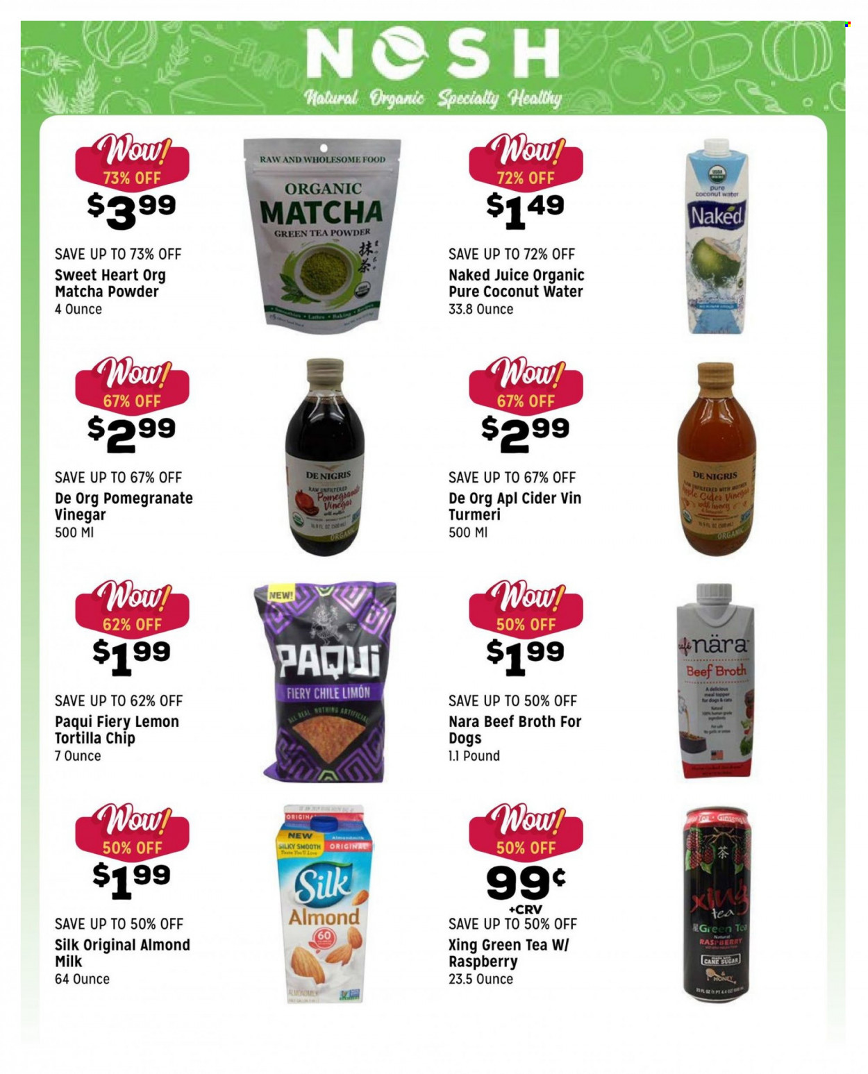 thumbnail - Grocery Outlet Flyer - 01/26/2022 - 02/01/2022 - Sales products - tortillas, almond milk, beef broth, broth, vinegar, honey, juice, coconut water, green tea, matcha, tea, cider, pomegranate. Page 2.