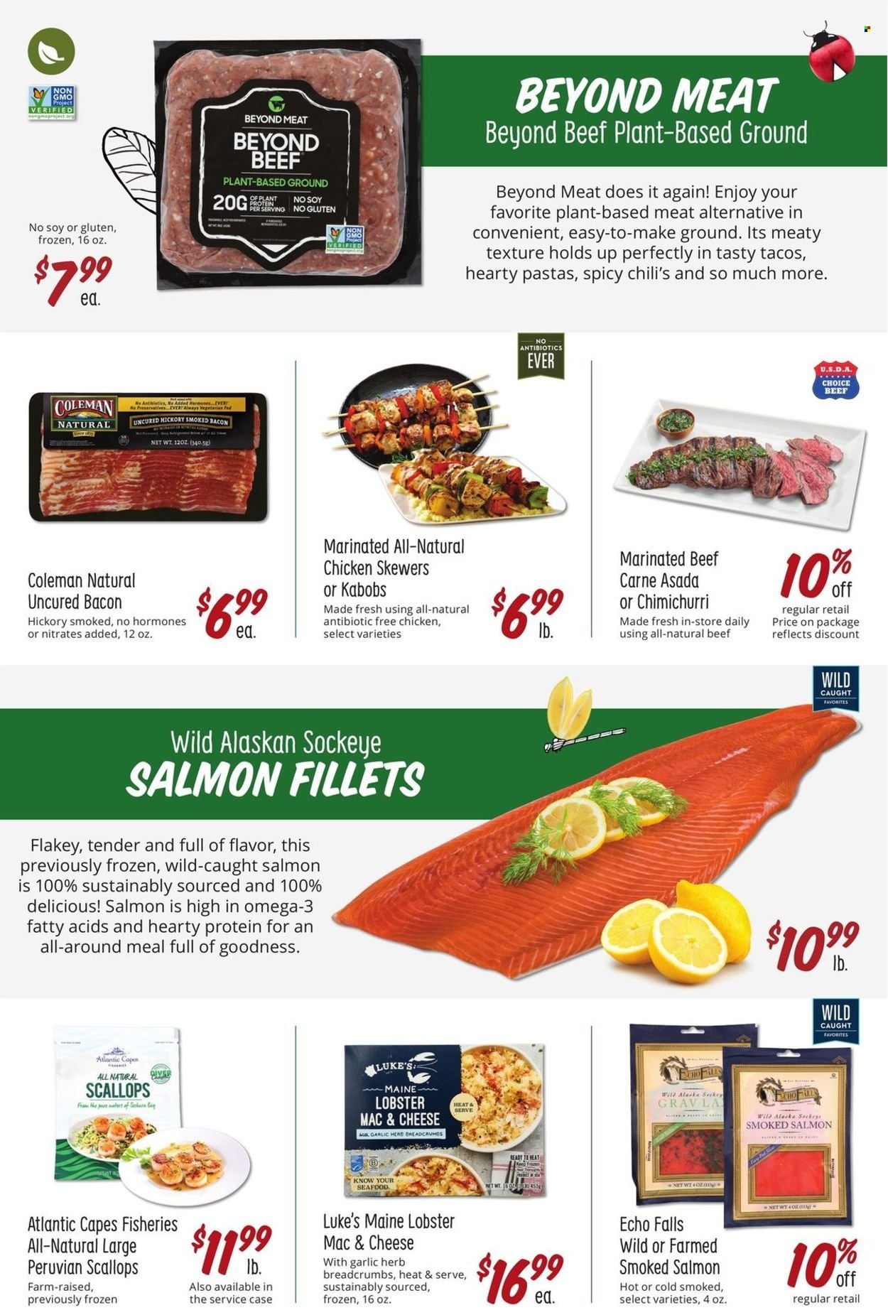 thumbnail - Sprouts Flyer - 01/26/2022 - 02/22/2022 - Sales products - tacos, breadcrumbs, lobster, salmon, salmon fillet, scallops, smoked salmon, seafood, bacon, plant protein, herbs, marinated beef. Page 19.