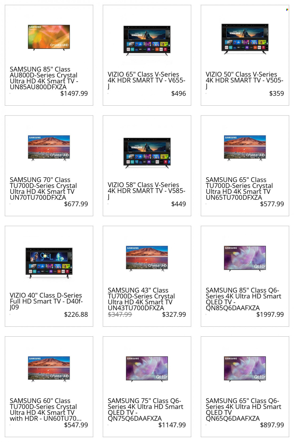 thumbnail - Sam's Club Flyer - Sales products - Vizio, Samsung, smart tv, UHD TV, ultra hd, qled tv, TV. Page 1.