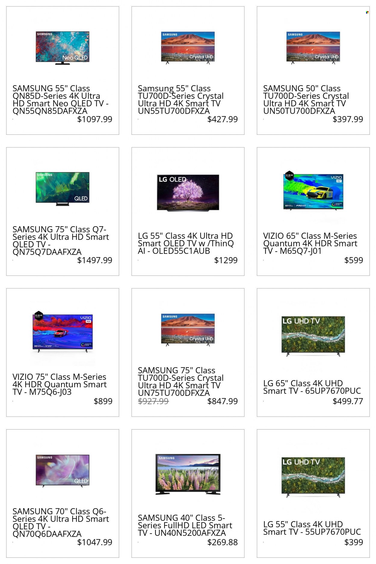 thumbnail - Sam's Club Flyer - Sales products - LG, Vizio, Samsung, smart tv, UHD TV, ultra hd, qled tv, TV. Page 2.
