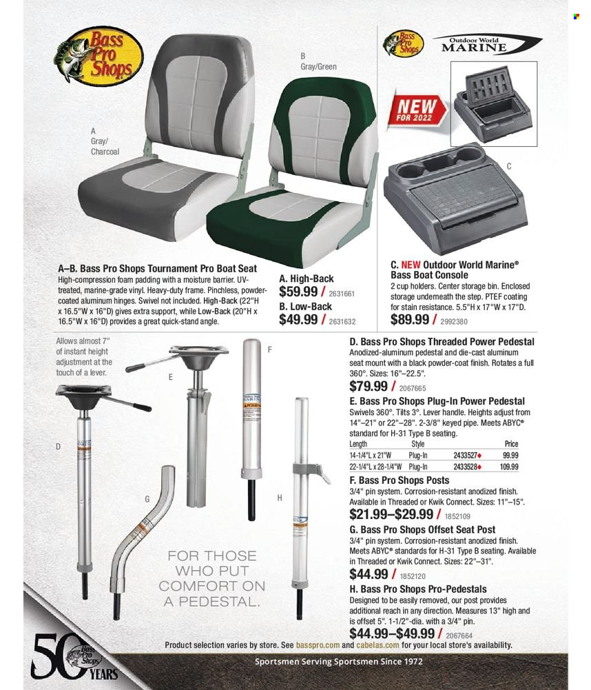 thumbnail - Cabela's Flyer - Sales products - pipe, Bass Pro, boat seat, storage bin. Page 456.