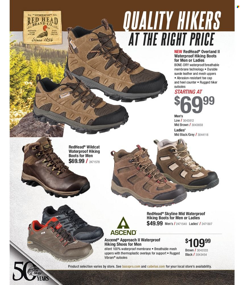 thumbnail - Cabela's Flyer - Sales products - boots, shoes, hiking shoes. Page 560.