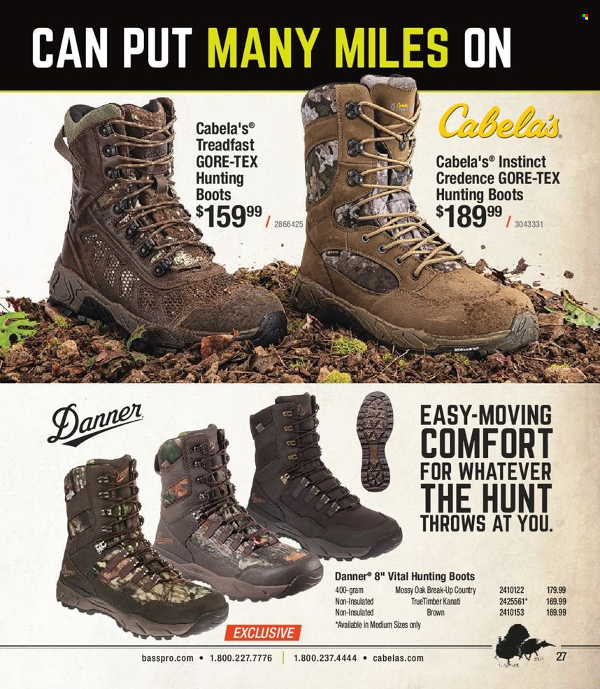 thumbnail - Cabela's Flyer - Sales products - boots, hunting boots. Page 27.