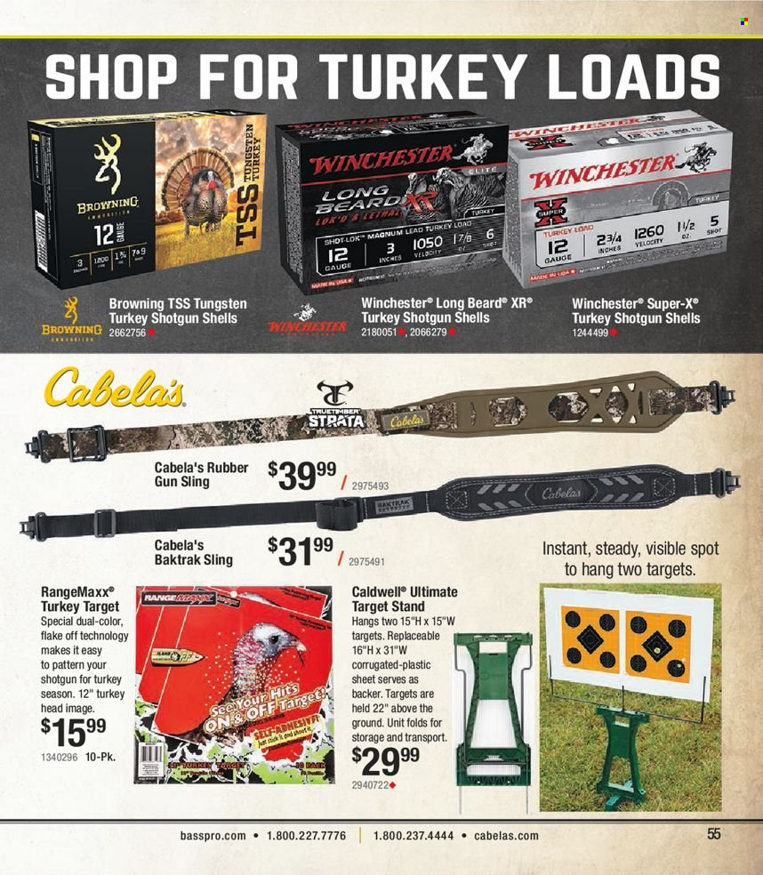 thumbnail - Cabela's Flyer - Sales products - Browning, Caldwell, RangeMaxx. Page 55.