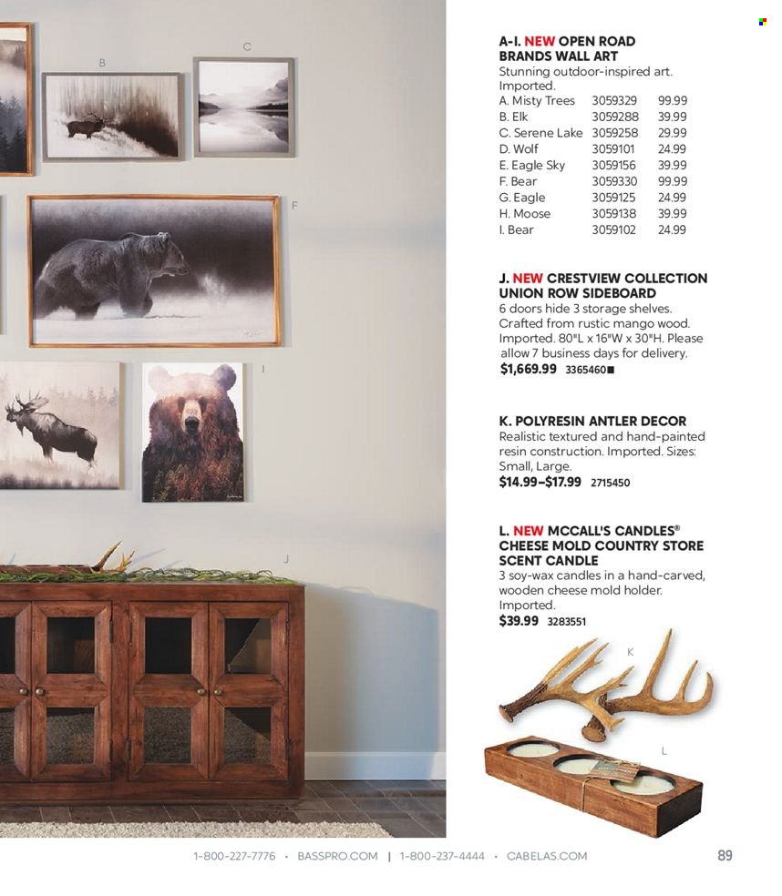 thumbnail - Bass Pro Shops Flyer - Sales products - candle, holder, sideboard, shelves. Page 89.