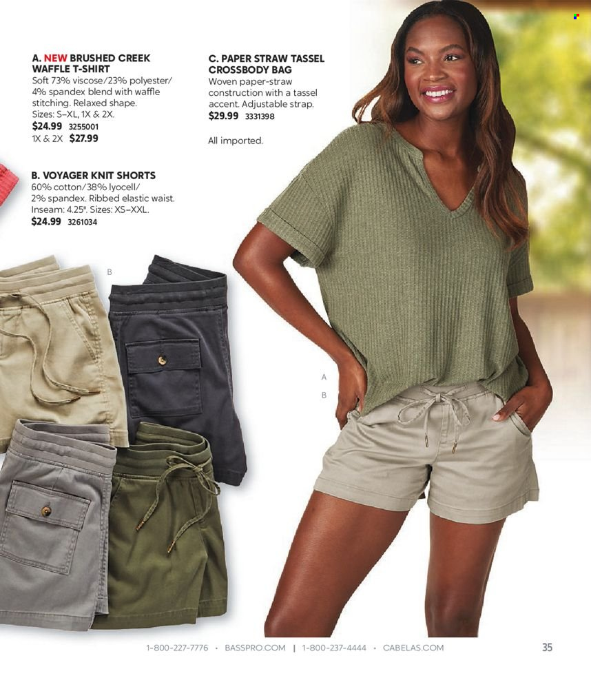thumbnail - Cabela's Flyer - Sales products - shorts, t-shirt, bag, cross body bag. Page 35.
