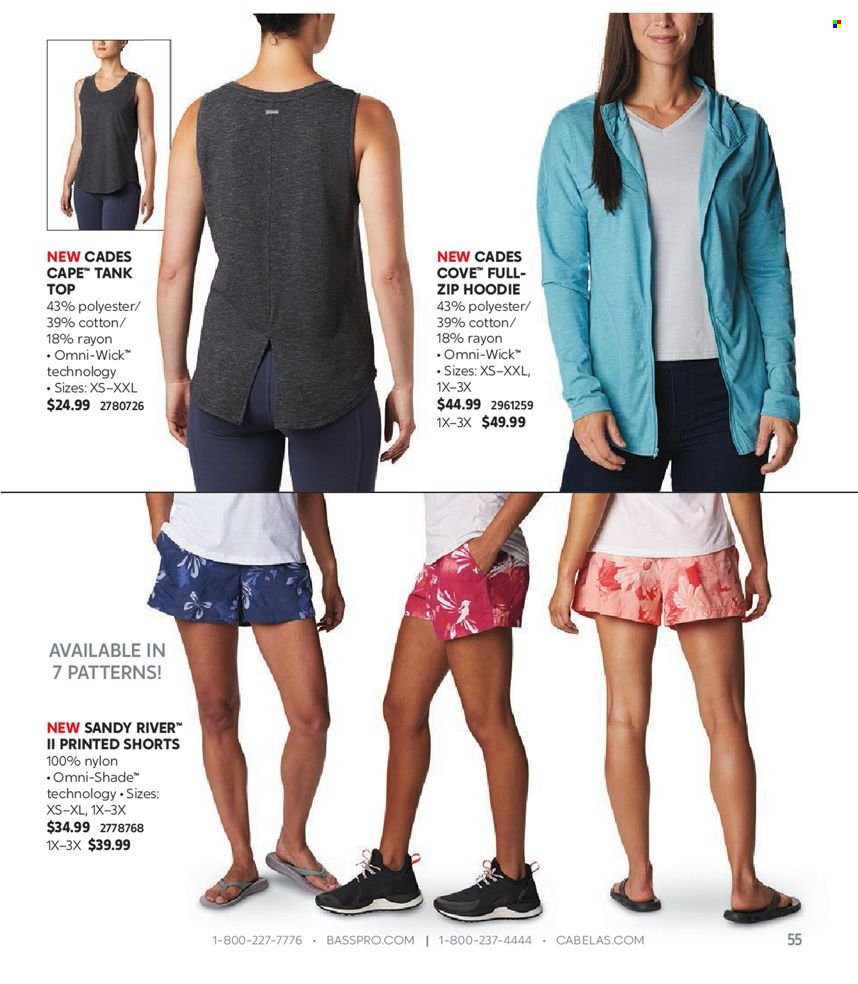 thumbnail - Cabela's Flyer - Sales products - hoodie, tank, shorts, tank top. Page 55.