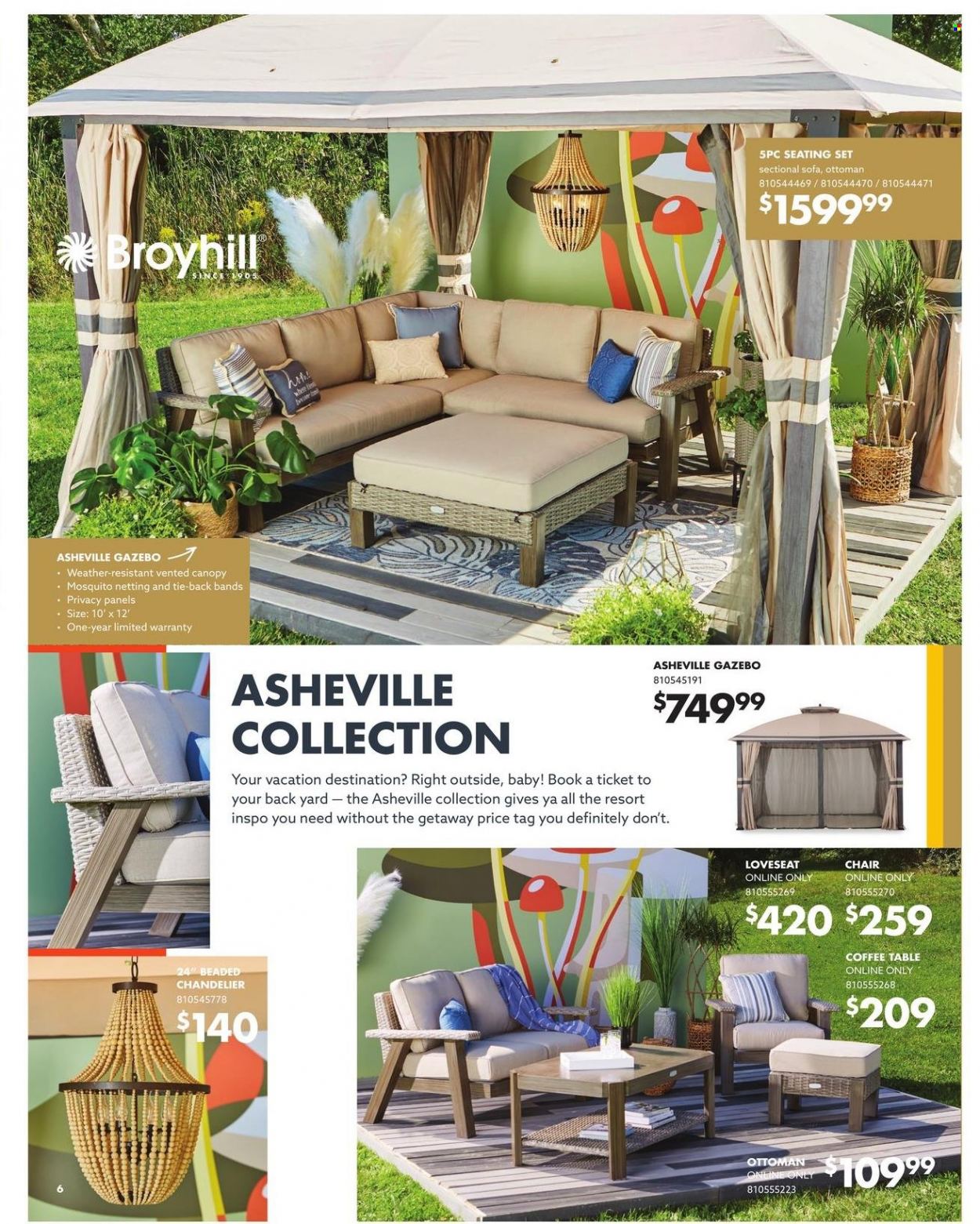 thumbnail - Big Lots Flyer - 03/24/2022 - 07/05/2022 - Sales products - table, chair, loveseat, sofa, seating set, coffee table, ottoman, Yard, chandelier. Page 6.