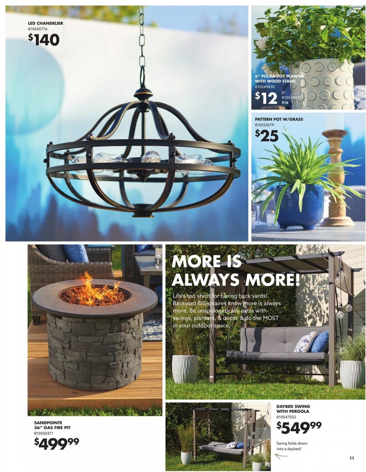 thumbnail - Big Lots Flyer - 03/24/2022 - 07/05/2022 - Sales products - daybed, Planters, pot, chandelier, fire bowl. Page 11.