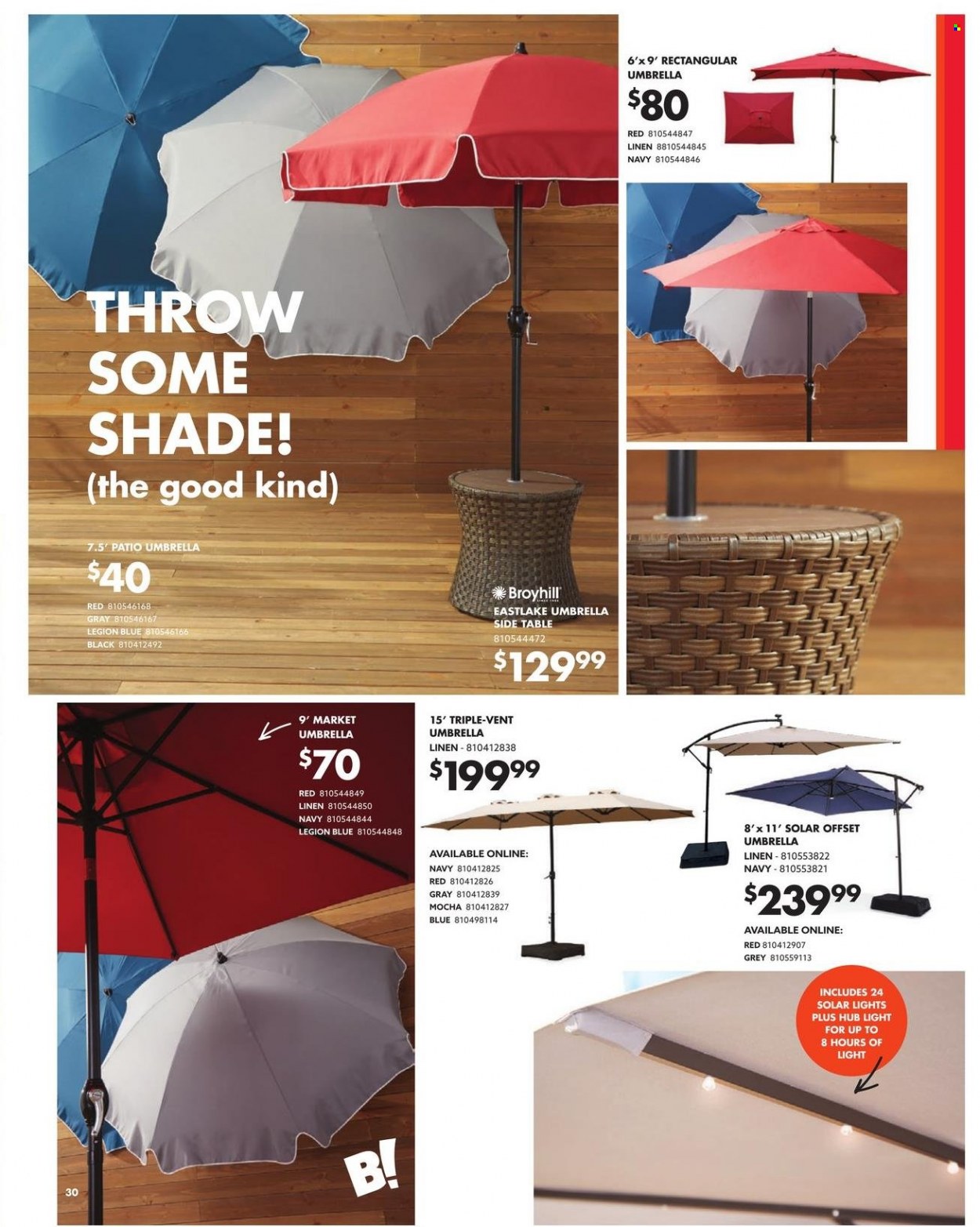 thumbnail - Big Lots Flyer - 03/24/2022 - 07/05/2022 - Sales products - table, sidetable, linens, umbrella. Page 30.