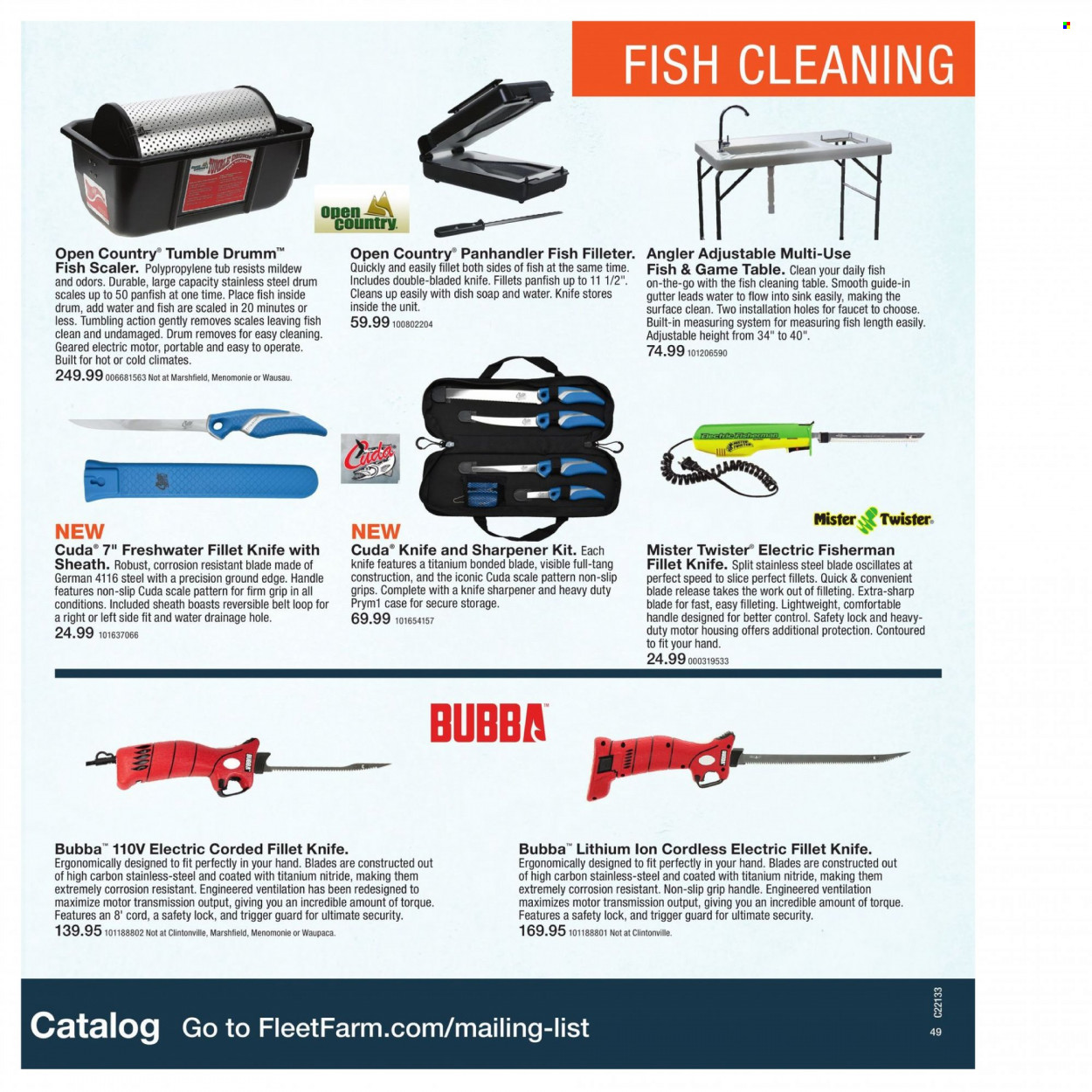 thumbnail - Fleet Farm Flyer - 03/28/2022 - 07/03/2022 - Sales products - faucet, soap, knife, sharpener, scale, knife sharpener, Sharp, Twister, table. Page 49.