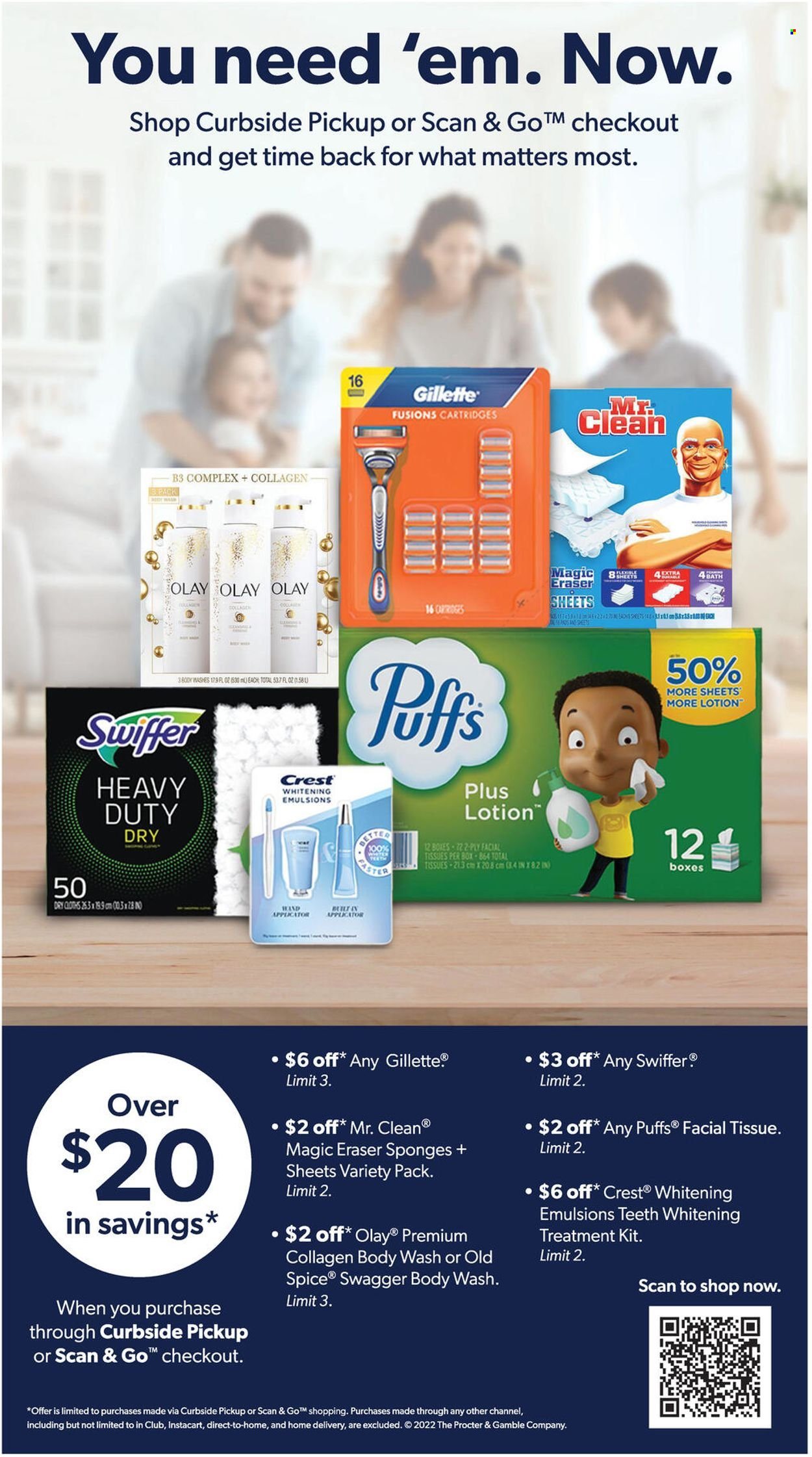 thumbnail - Sam's Club Flyer - 05/04/2022 - 06/05/2022 - Sales products - puffs, spice, tissues, Swiffer, body wash, Old Spice, Crest, facial tissues, Olay, Gillette, sponge, eraser. Page 8.