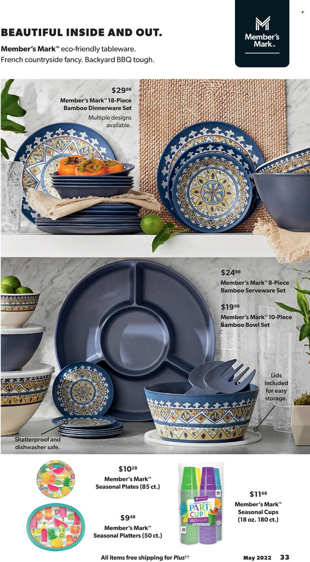thumbnail - Sam's Club Flyer - 05/04/2022 - 06/05/2022 - Sales products - dinnerware set, tableware, plate, cup, bowl set, bowl, serveware. Page 33.