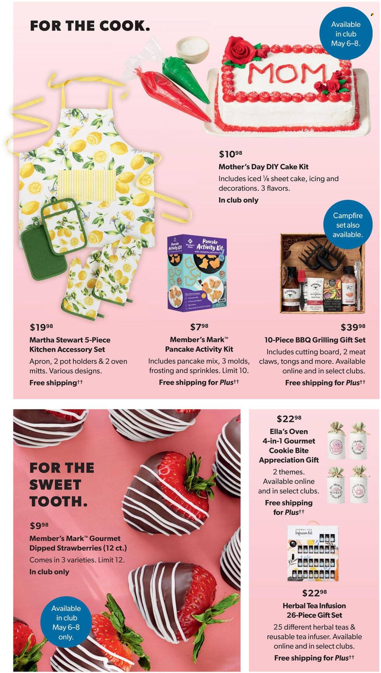 thumbnail - Sam's Club Flyer - 05/04/2022 - 06/05/2022 - Sales products - cake, pancakes, gift set, frosting, tea, herbal tea, cutting board, pot, oven mitt, tea infuser, Campfire, oven, tong. Page 45.