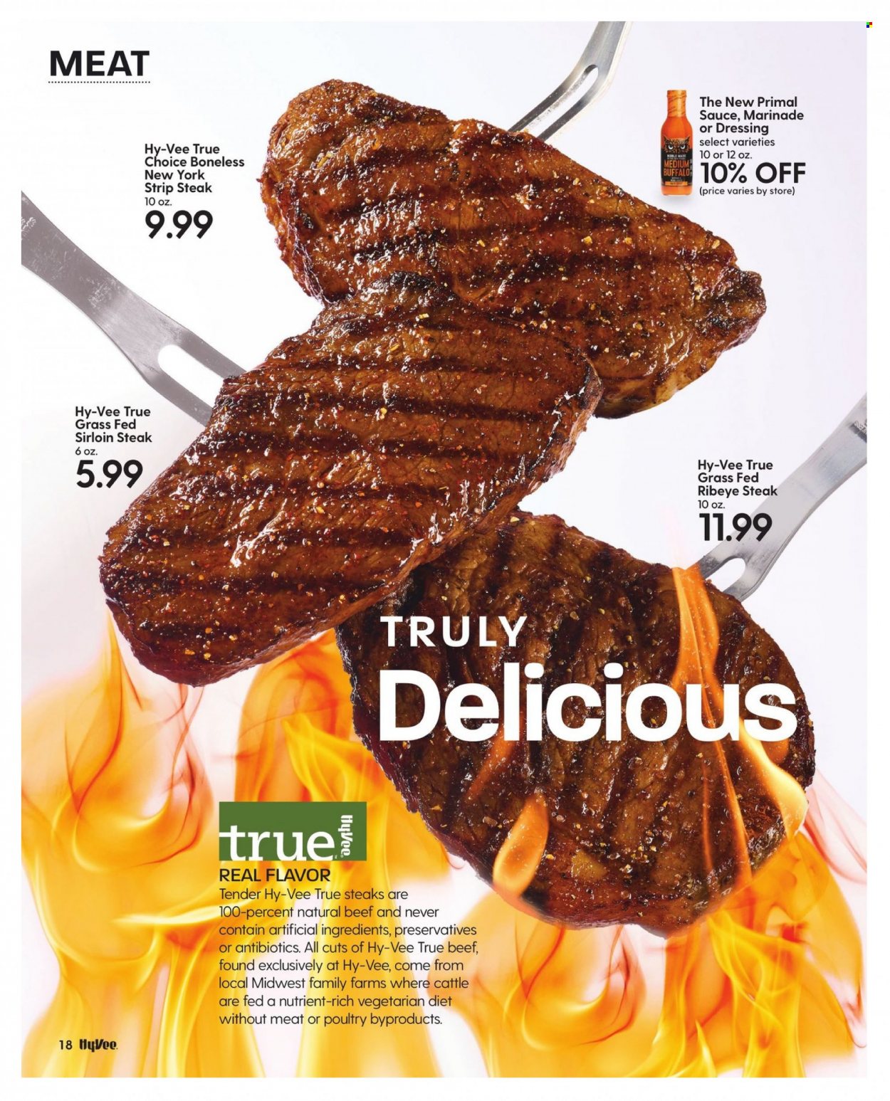thumbnail - Hy-Vee Flyer - 05/01/2022 - 05/31/2022 - Sales products - dressing, marinade, TRULY, beef meat, beef sirloin, beef steak, steak, sirloin steak, ribeye steak, striploin steak, Primal. Page 20.