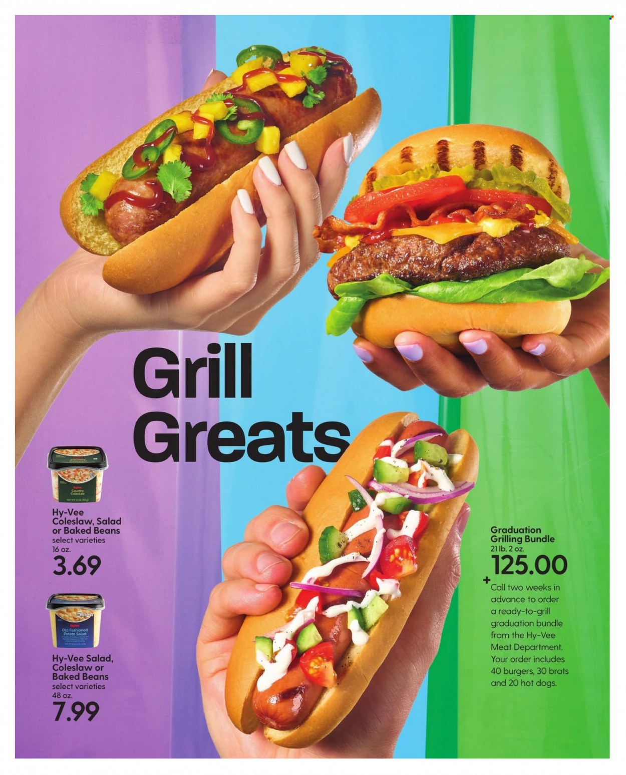 thumbnail - Hy-Vee Flyer - 05/01/2022 - 05/31/2022 - Sales products - beans, coleslaw, hot dog, hamburger, potato salad, baked beans. Page 46.