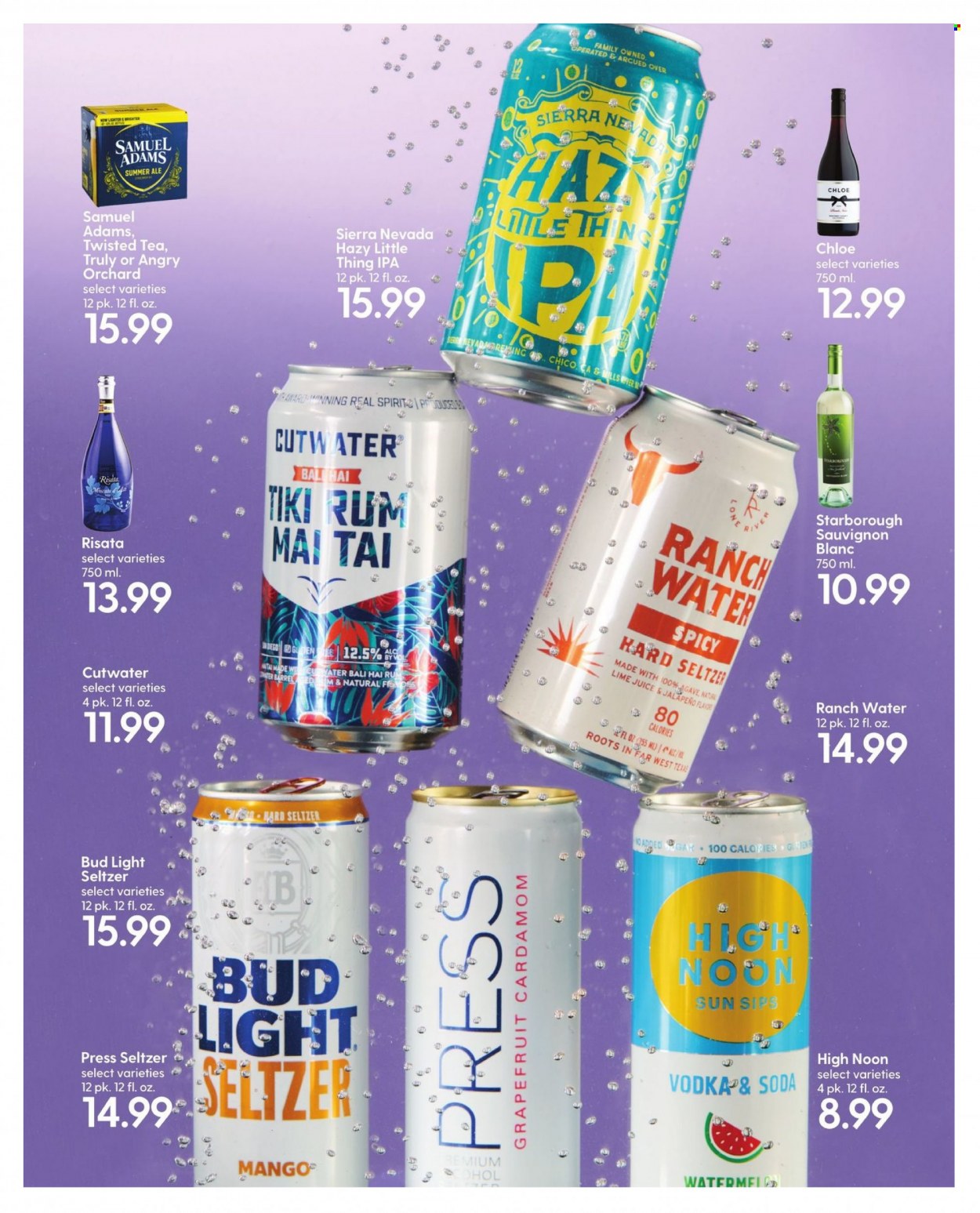thumbnail - Hy-Vee Flyer - 05/01/2022 - 05/31/2022 - Sales products - grapefruits, soda, tea, white wine, wine, Sauvignon Blanc, rum, vodka, Hard Seltzer, TRULY, beer, Bud Light, IPA, Chloé, Twisted Tea. Page 71.