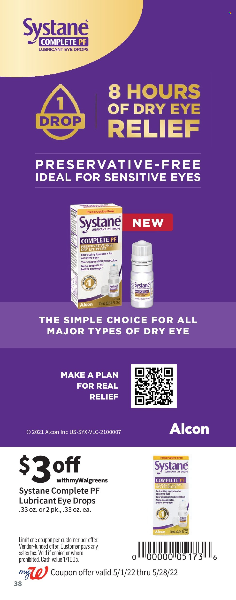 thumbnail - Walgreens Flyer - 05/01/2022 - 05/28/2022 - Sales products - Systane, eye drops. Page 38.