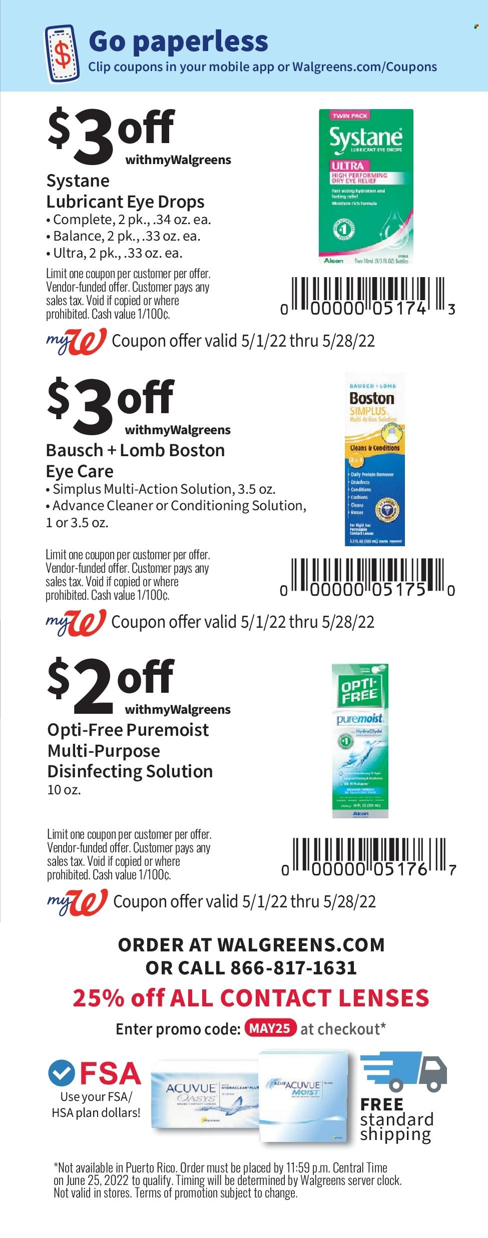 thumbnail - Walgreens Flyer - 05/01/2022 - 05/28/2022 - Sales products - cleaner, Systane, eye drops, lenses, contact lenses. Page 39.